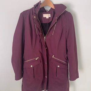 Micheal Kors Maroon Water Resistant Jacket with Gold Hardware
